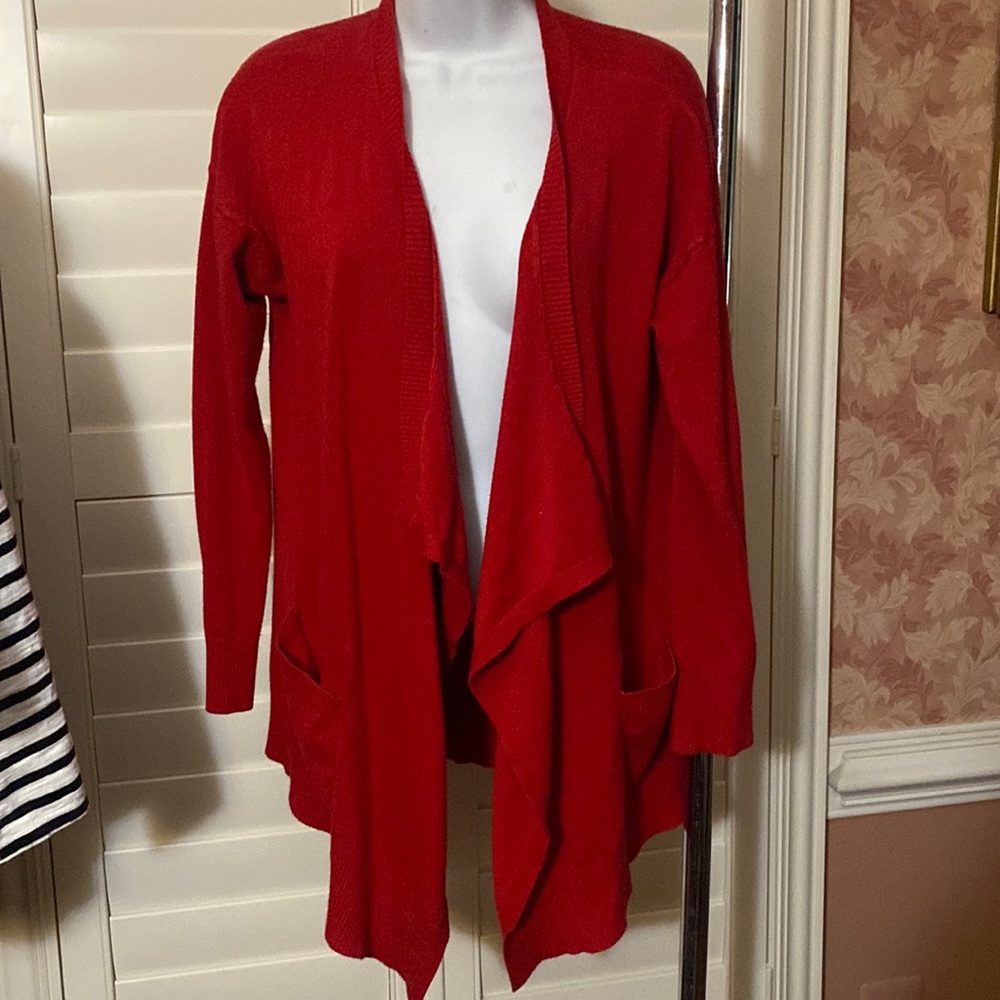 Chicos long swing cardigan sweater, super cute! Red size 1
